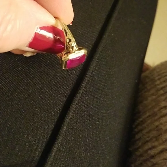 Vintage 1860s Gold Filigree Pink Glass ring - Picture 10 of 12